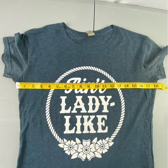 Ain't Lady Like navy blue & white SS Tee - Picture 4 of 10